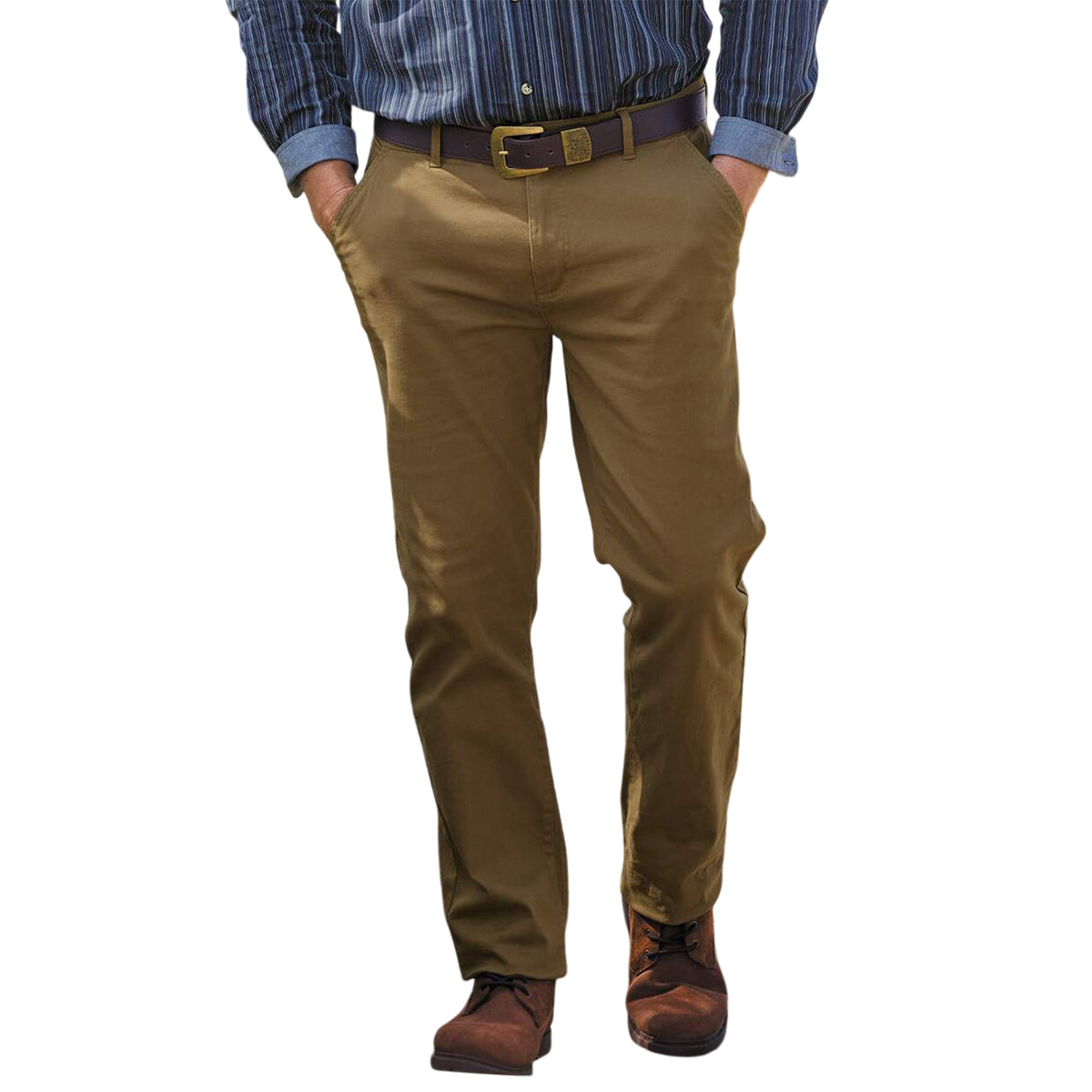 Light Brown - Back - Atlas For Men Mens Plain Chinos