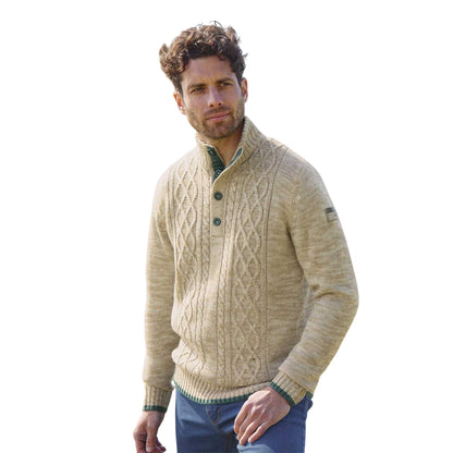 Beige - Back - Atlas For Men Mens Mottled Jumper