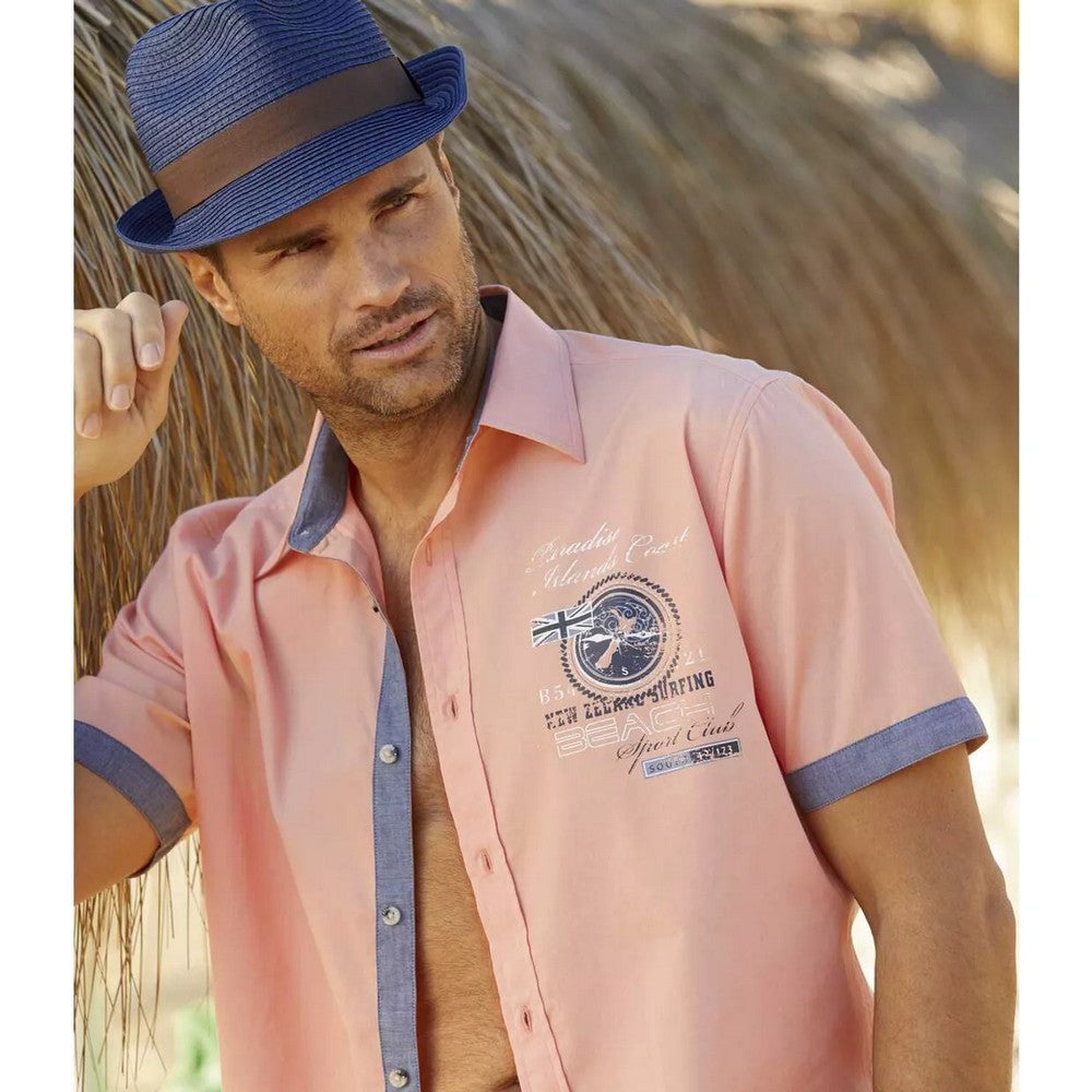 Coral - Back - Atlas For Men Mens Short-Sleeved Shirt