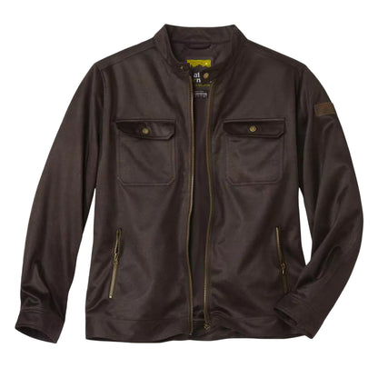 Brown - Front - Atlas For Men Mens Faux Suede Water Repellent Jacket