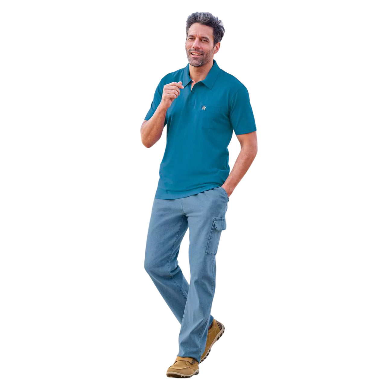 Blue Grey - Back - Atlas For Men Mens Denim Cargo Trousers (Pack of 2)