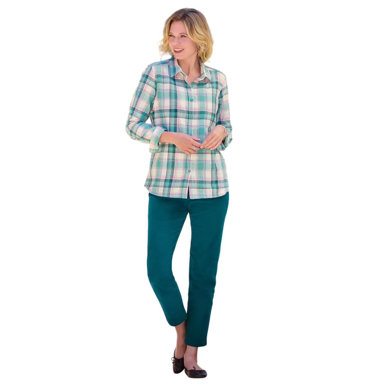 Green - Side - Atlas for Women Womens-Ladies Corduroy Treggings