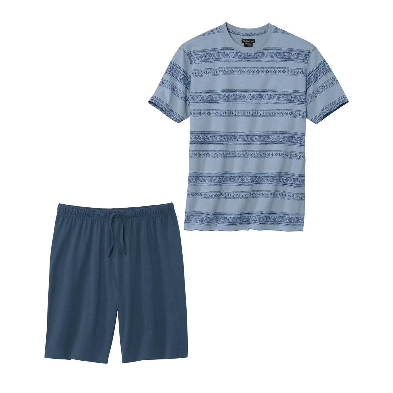 Blue - Front - Atlas For Men Mens Patterned Short Pyjama Set