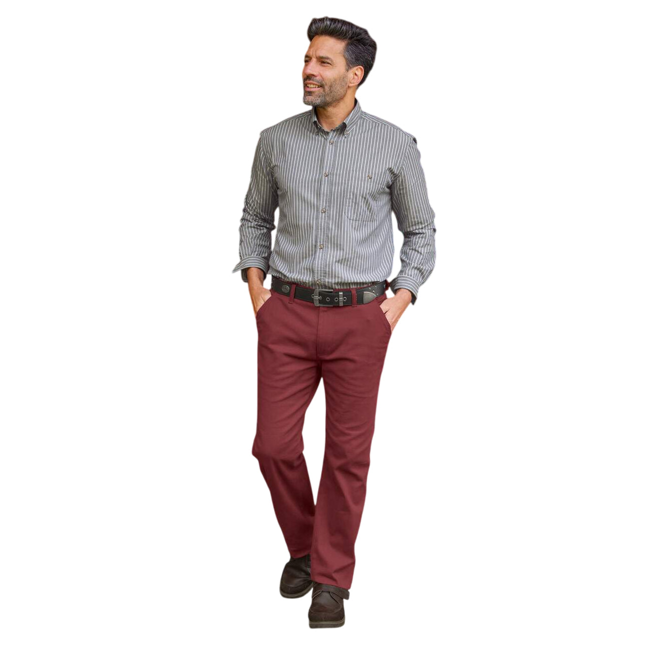 Burgundy - Side - Atlas For Men Mens Stretch Chinos