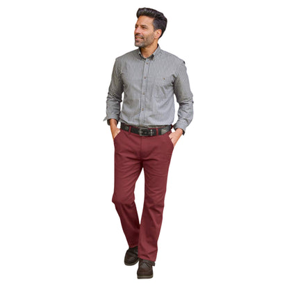 Burgundy - Side - Atlas For Men Mens Stretch Chinos