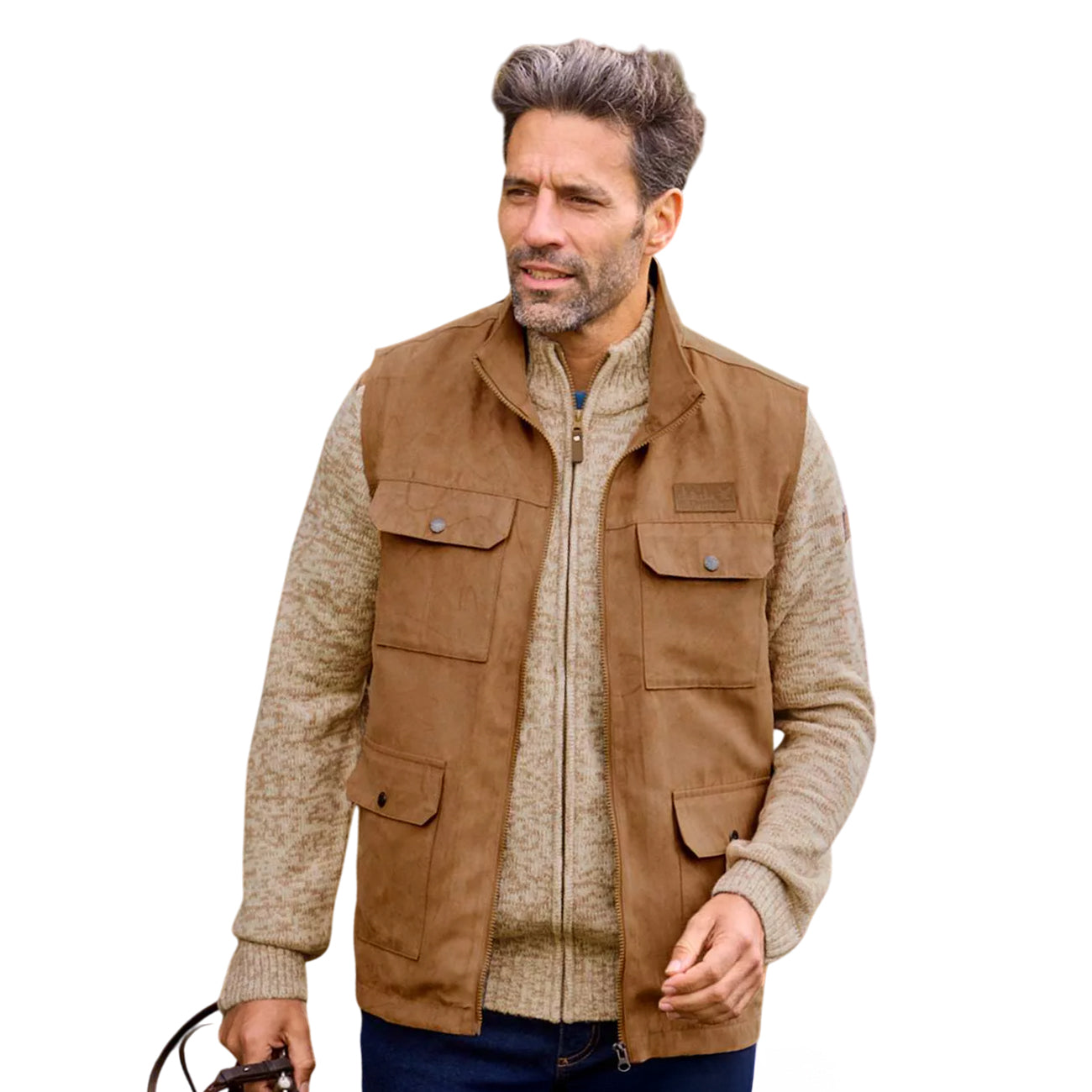 Camel - Back - Atlas For Men Mens Faux Suede Gilet