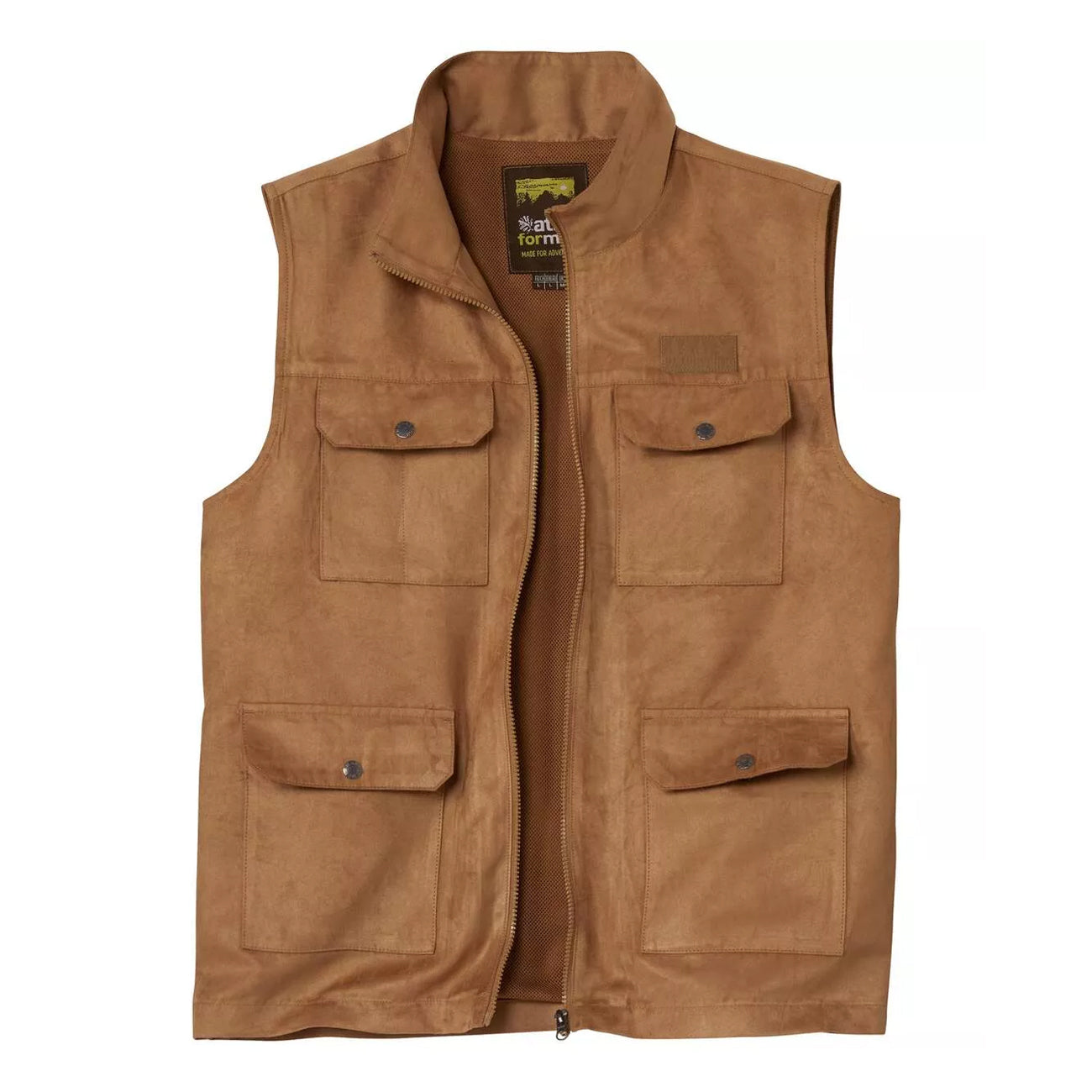 Camel - Front - Atlas For Men Mens Faux Suede Gilet