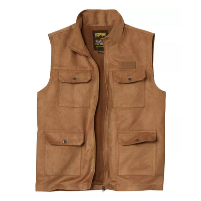Camel - Front - Atlas For Men Mens Faux Suede Gilet