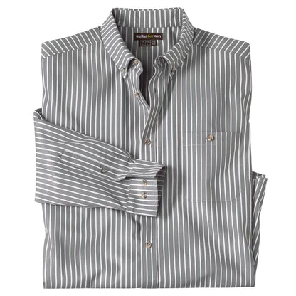 Grey-White - Front - Atlas For Men Mens Striped Poplin Shirt