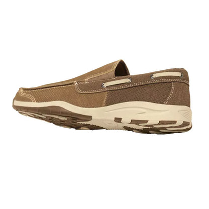 Light Brown - Back - Atlas For Men Mens Split Leather Elasticated Moccasins