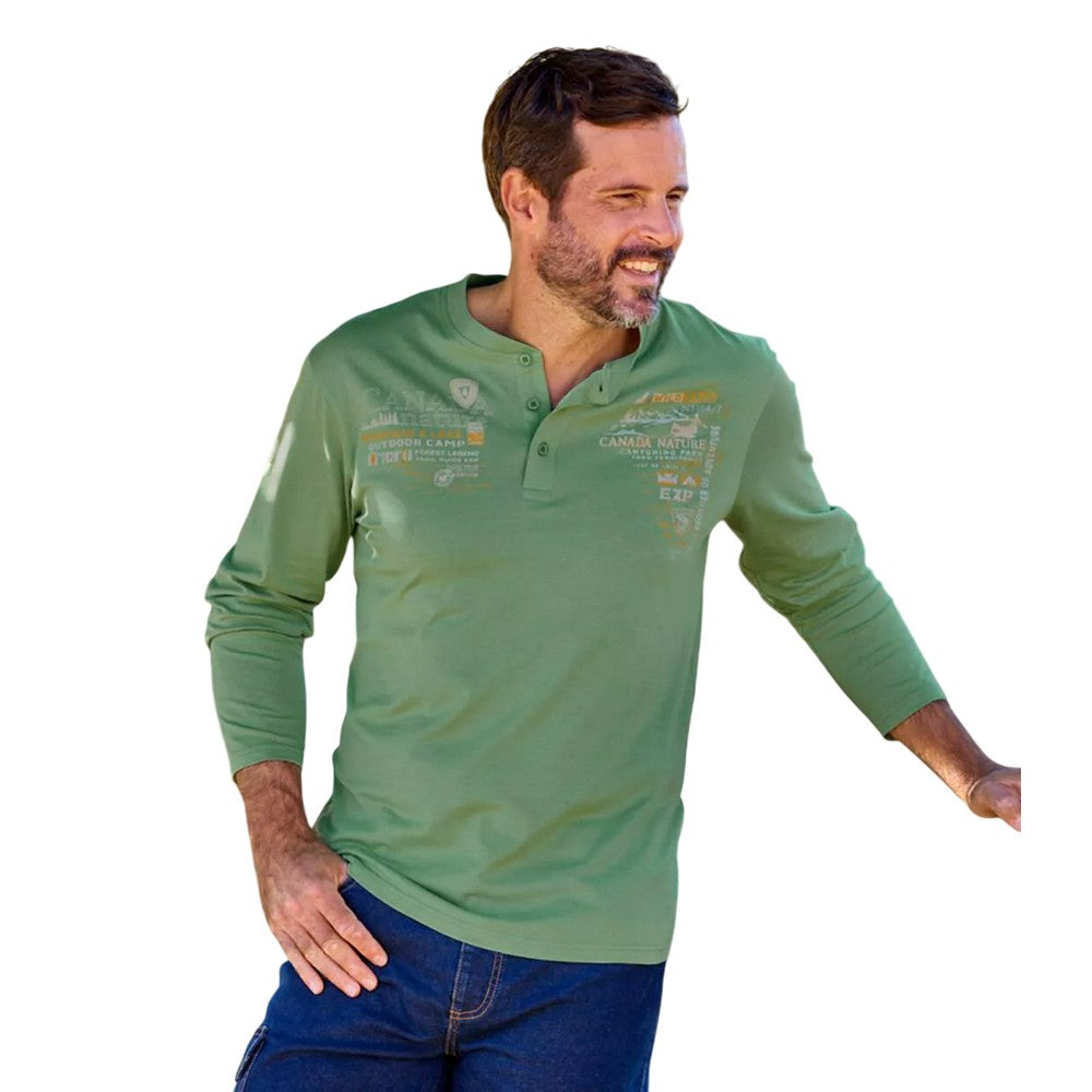 Green-Beige - Side - Atlas For Men Mens Adventurer Long-Sleeved Top (Pack of 2)