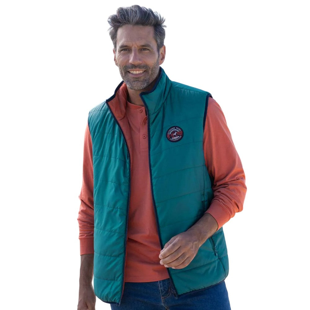 Pigeon Blue-Orange - Side - Atlas For Men Mens Reversible Padded Sleeveless Gilet