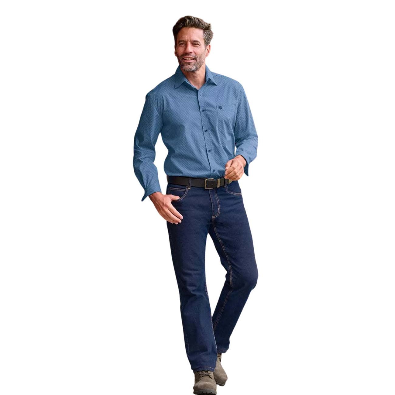Dark Blue - Side - Atlas For Men Mens Regular Jeans