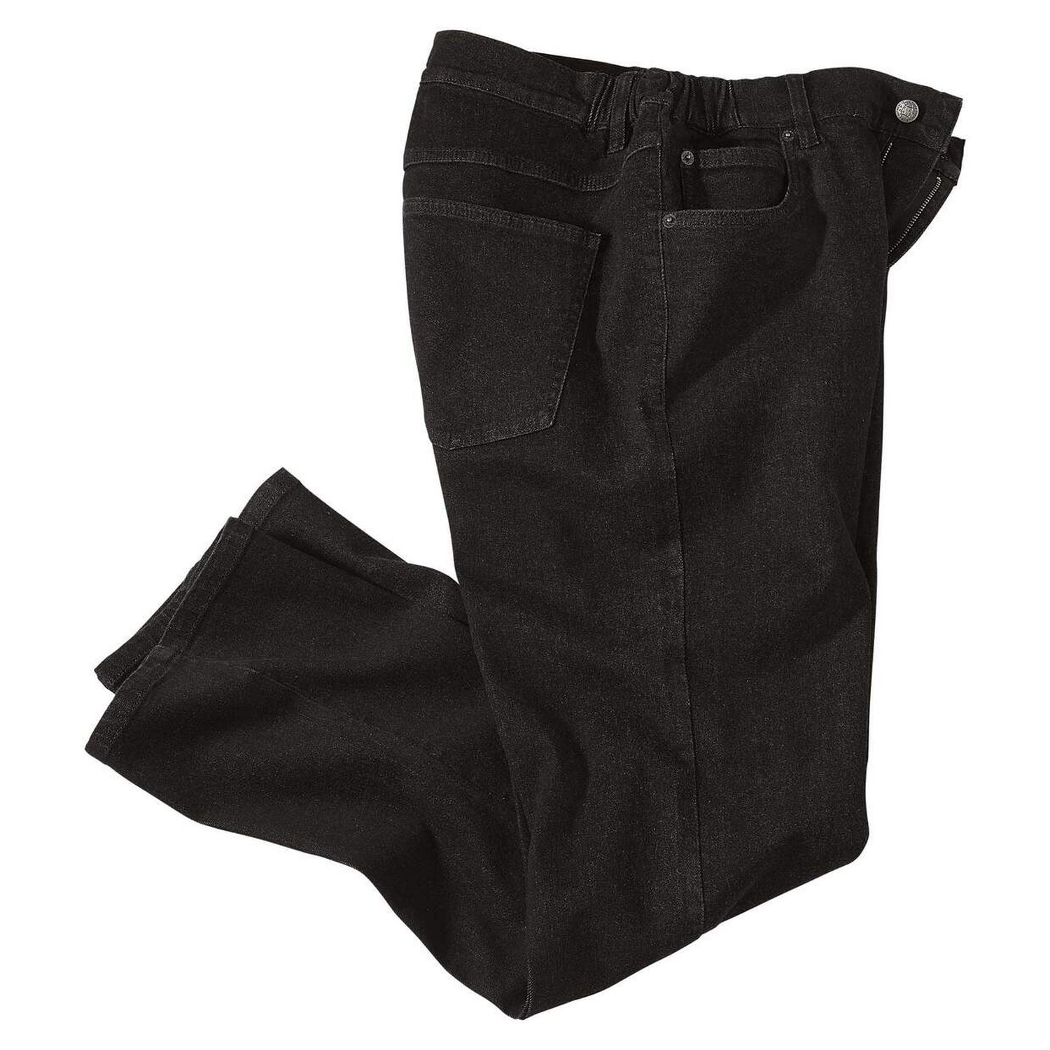 Black - Back - Atlas For Men Mens Part Elasticated Jeans