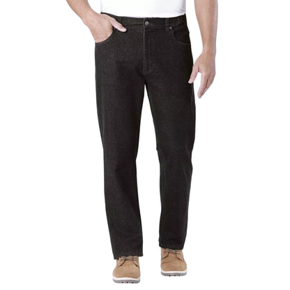 Black - Side - Atlas For Men Mens Part Elasticated Jeans