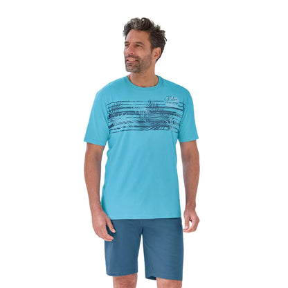 Sky Blue-Navy - Back - Atlas For Men Mens Tropical Short Pyjama Set
