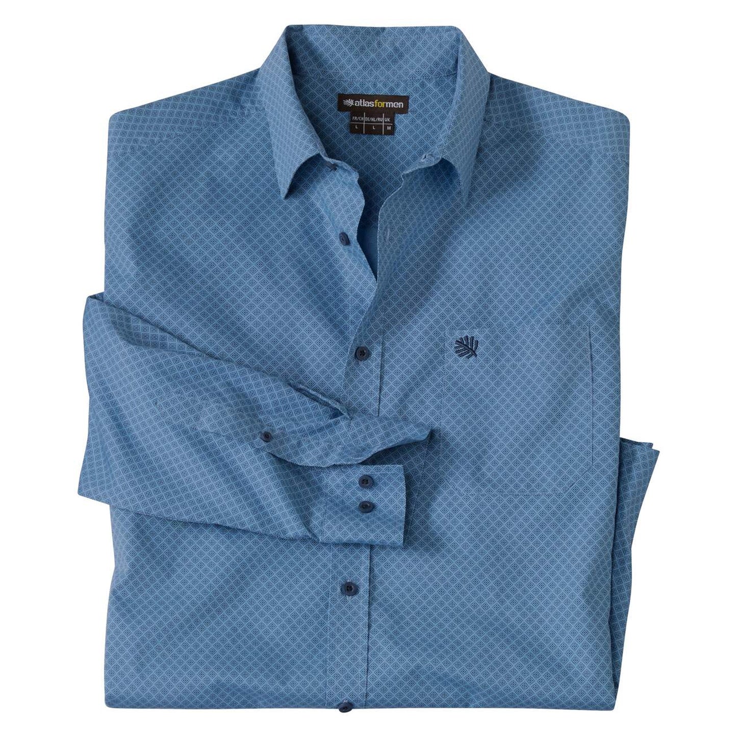 Blue - Front - Atlas For Men Mens Patterned Poplin Shirt