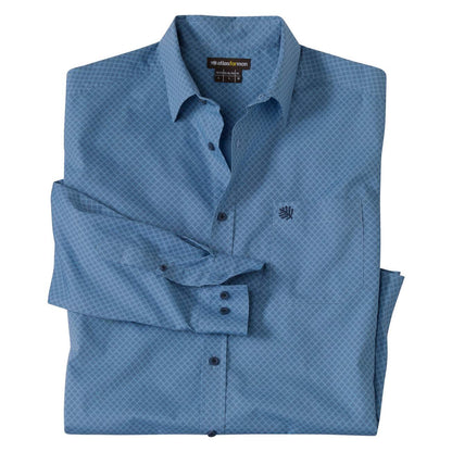 Blue - Front - Atlas For Men Mens Patterned Poplin Shirt