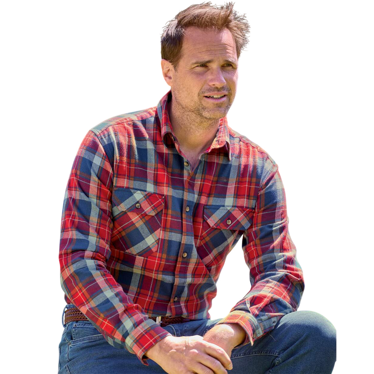 Red-Blue - Back - Atlas For Men Mens Checked Flannel Shirt