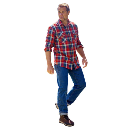 Red-Blue - Side - Atlas For Men Mens Checked Flannel Shirt