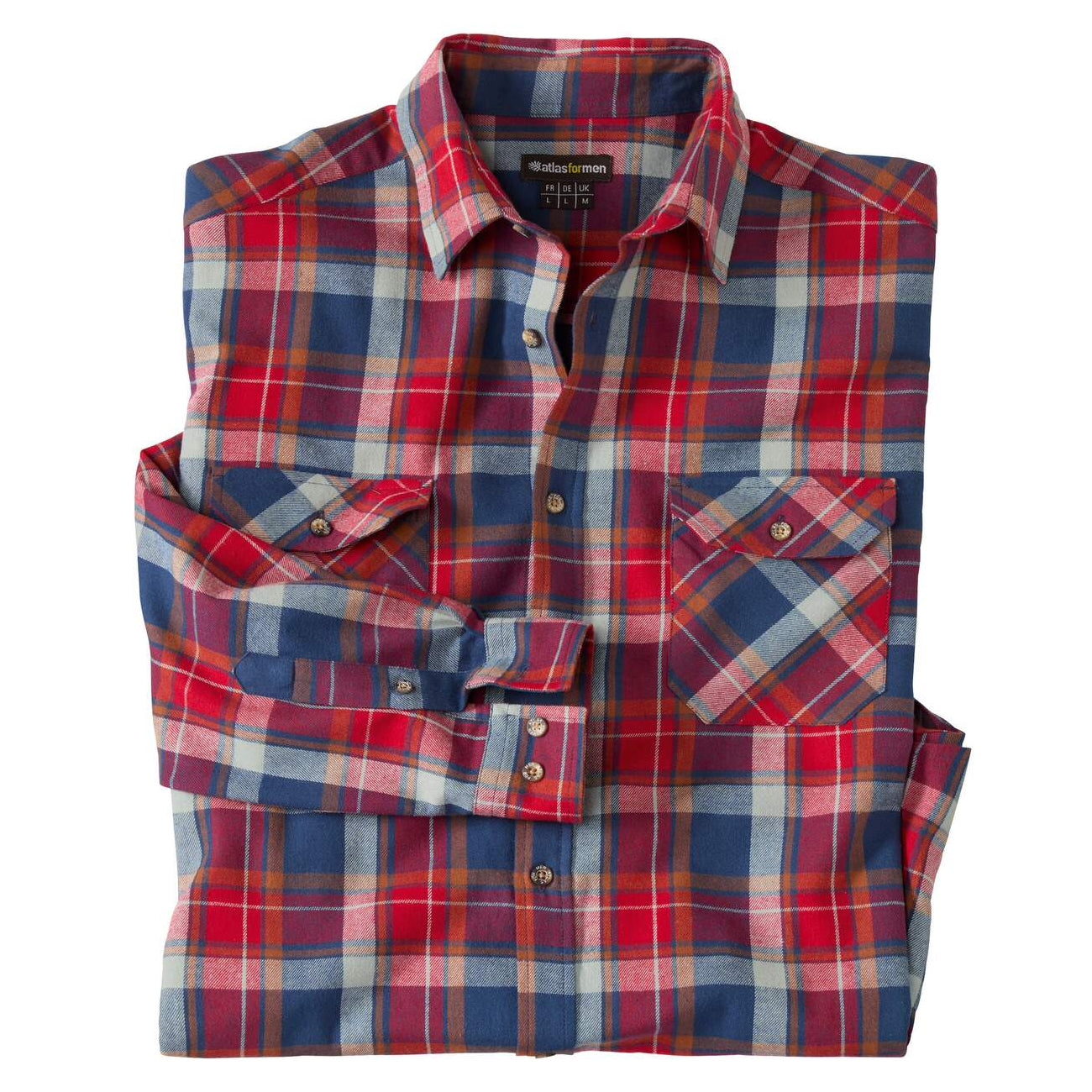 Red-Blue - Front - Atlas For Men Mens Checked Flannel Shirt