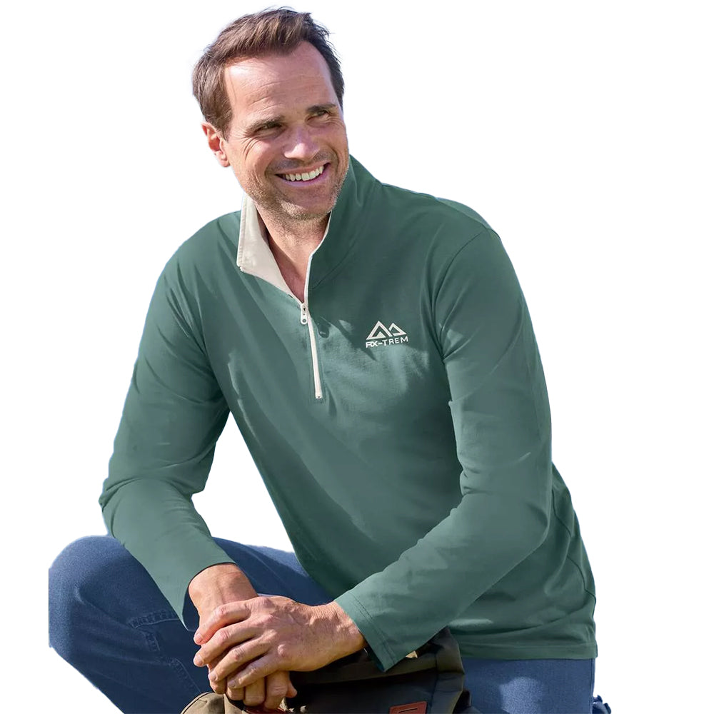 Green-White - Side - Atlas For Men Mens Jersey Quarter Zip Top (Pack of 2)