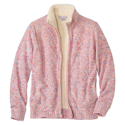 Mottled Pink-Blue-Ecru - Front - Atlas for Women Womens-Ladies Knitted Jacket