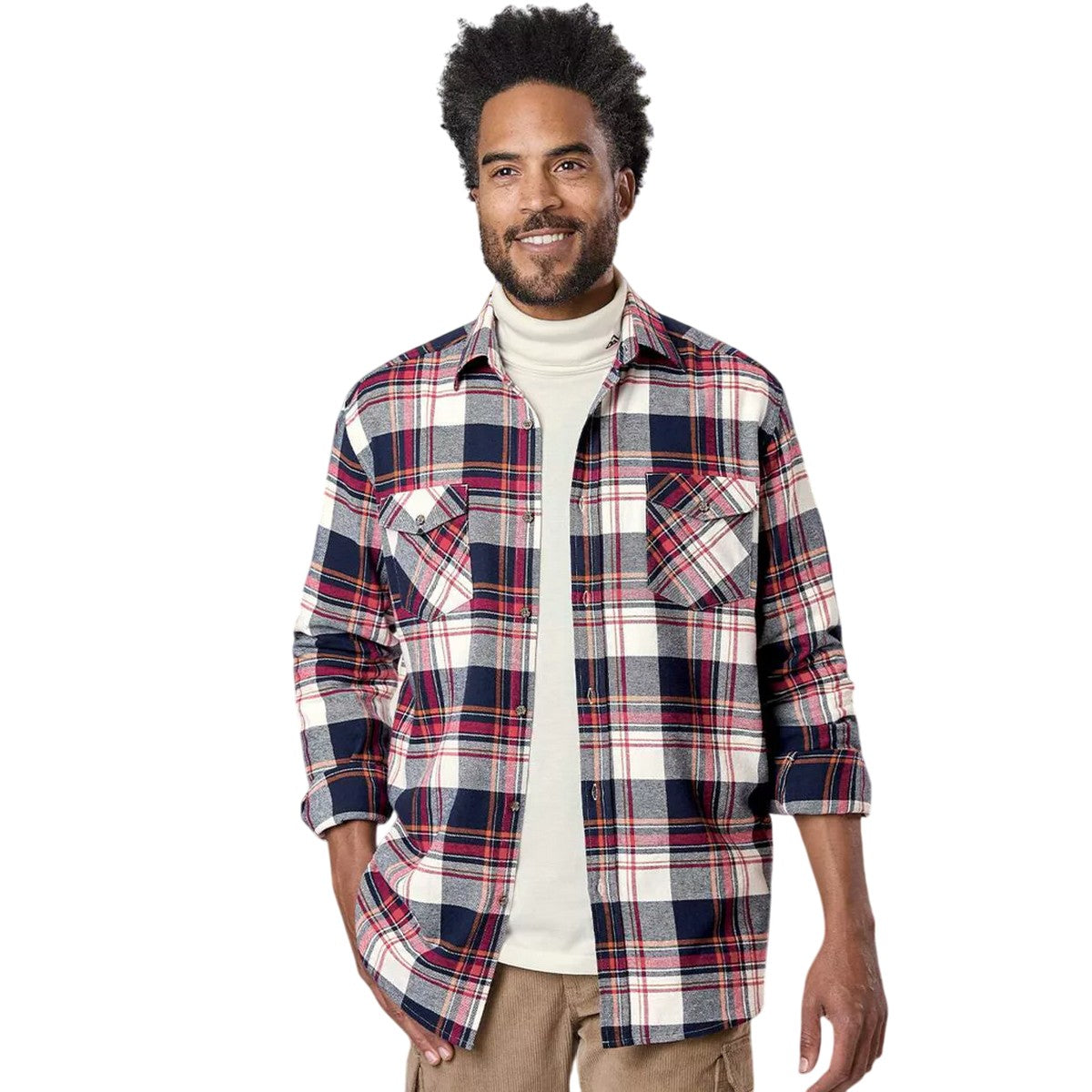 Dark Blue-Burgundy-Black - Back - Atlas For Men Mens Checked Flannel Shirt