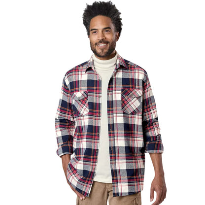 Dark Blue-Burgundy-Black - Back - Atlas For Men Mens Checked Flannel Shirt