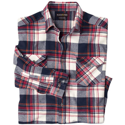 Dark Blue-Burgundy-Black - Front - Atlas For Men Mens Checked Flannel Shirt