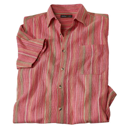 Coral - Front - Atlas For Men Mens Striped Short-Sleeved Shirt