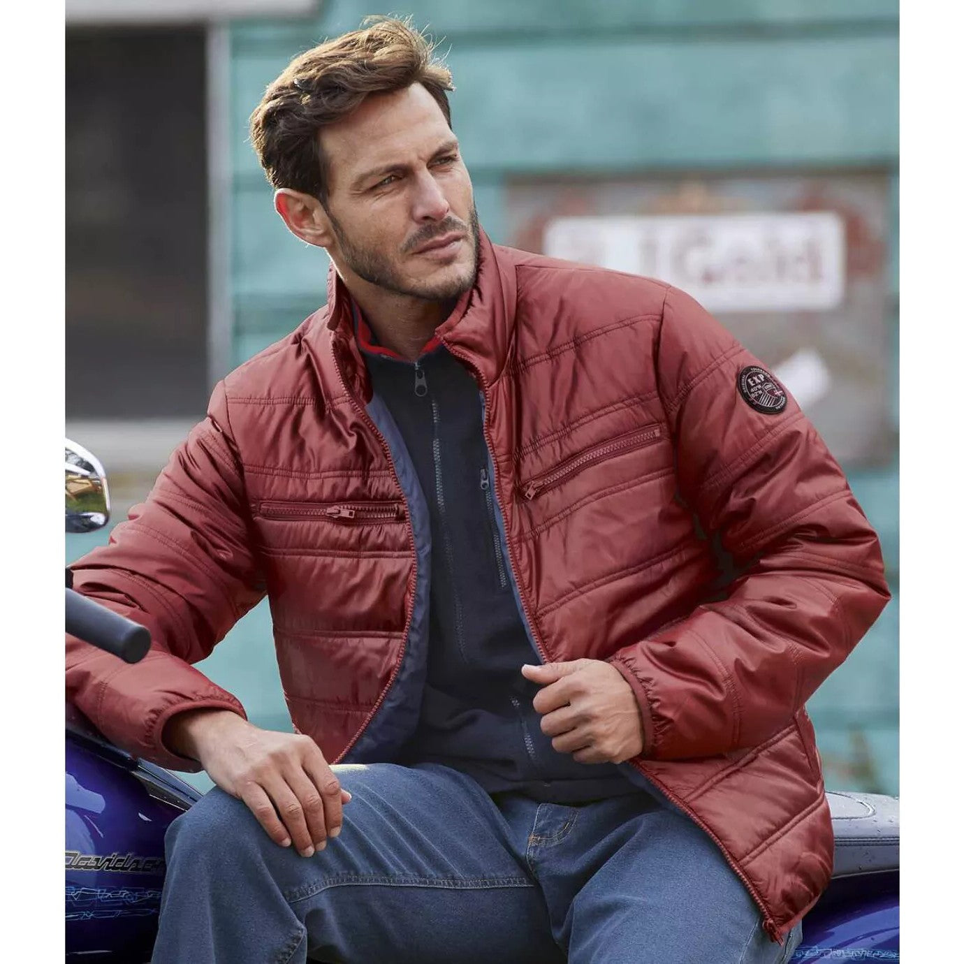 Burgundy - Side - Atlas For Men Mens Full Zip Puffer Jacket