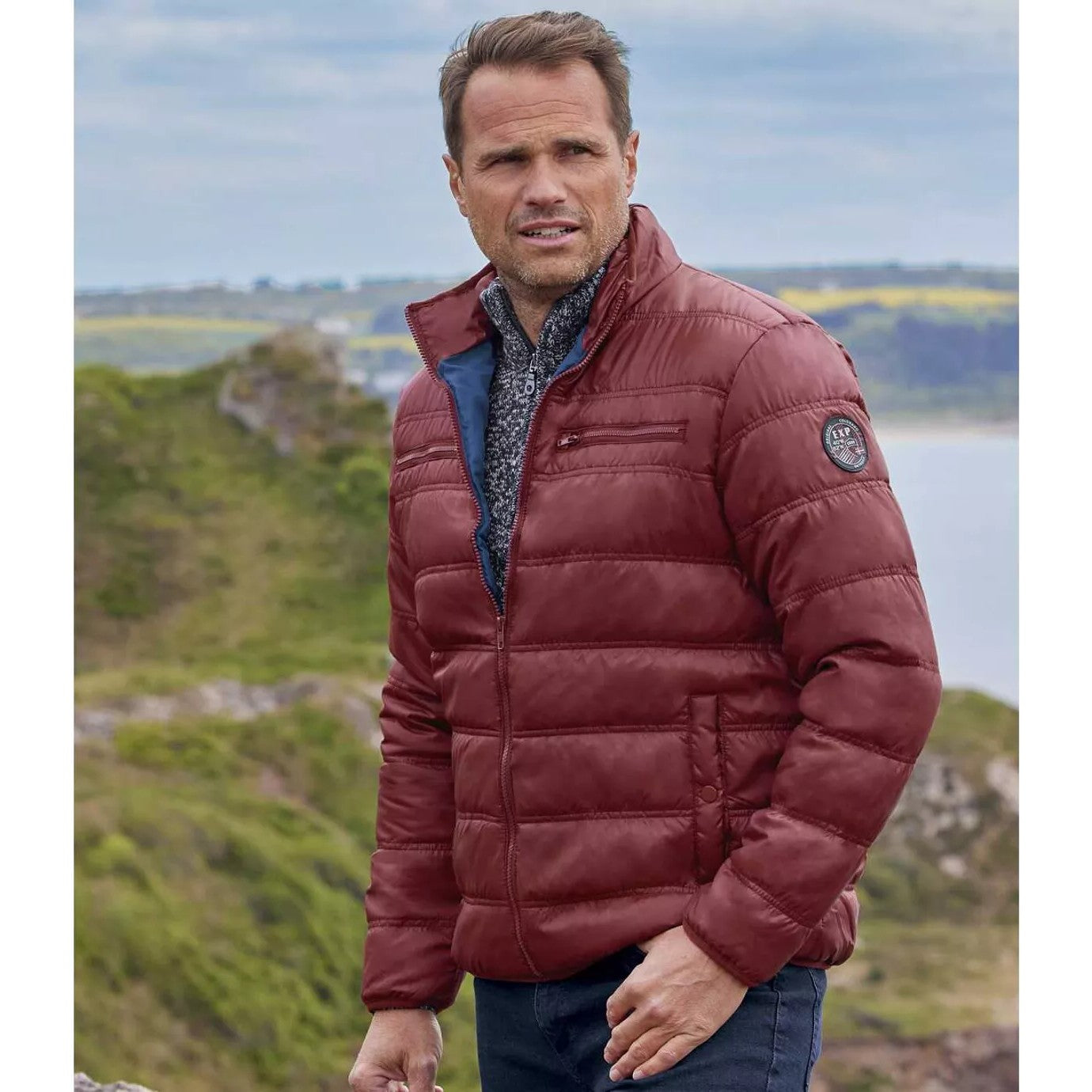 Burgundy - Close up - Atlas For Men Mens Full Zip Puffer Jacket