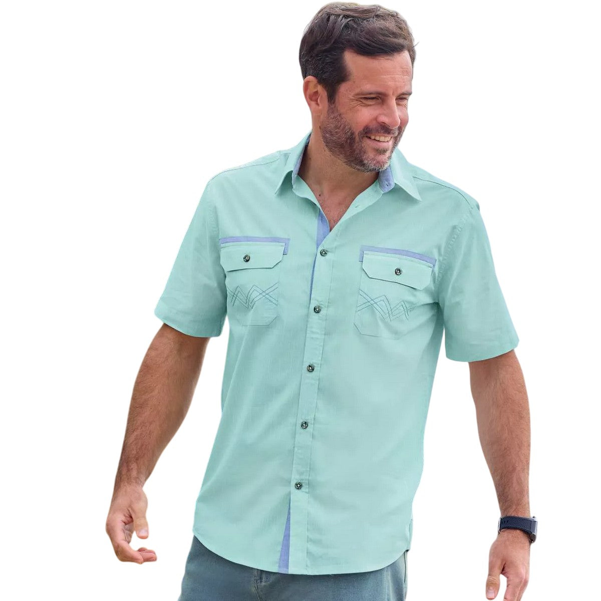 Turquoise - Lifestyle - Atlas For Men Mens Slub Shirt