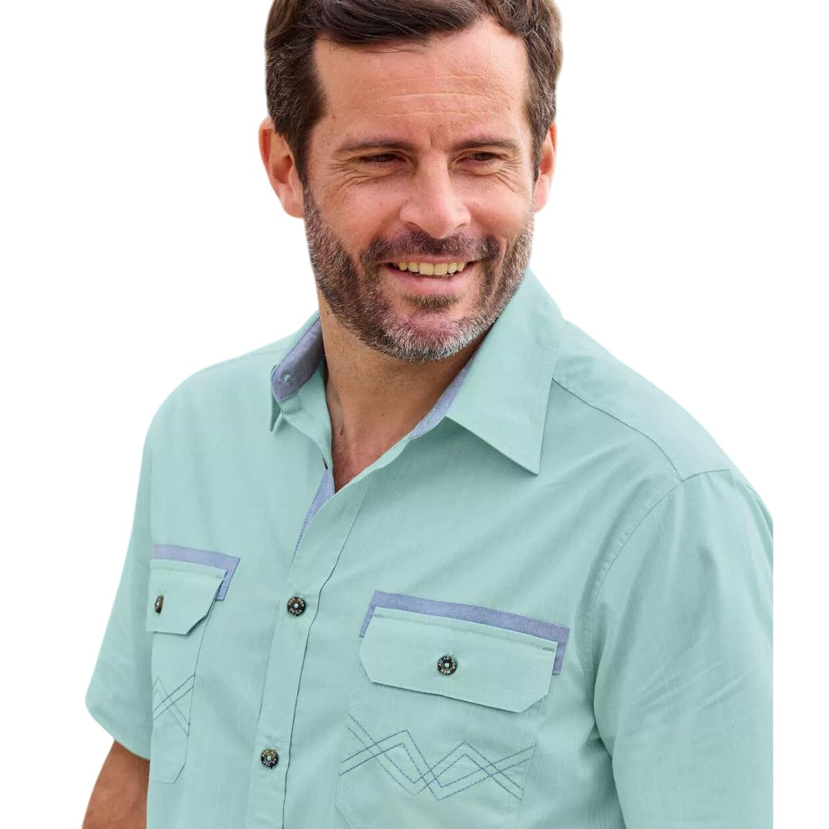 Turquoise - Back - Atlas For Men Mens Slub Shirt