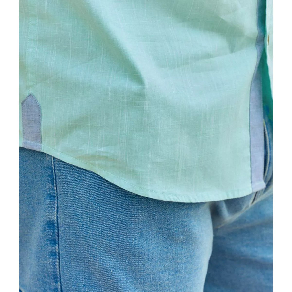 Turquoise - Side - Atlas For Men Mens Slub Shirt