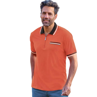 Black-Terracotta - Back - Atlas For Men Mens Quarter Zip Polo Shirt (Pack of 2)