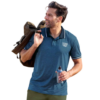 Mottled Blue-Khaki Green - Back - Atlas For Men Mens Mottled Polo Shirt (Pack of 2)