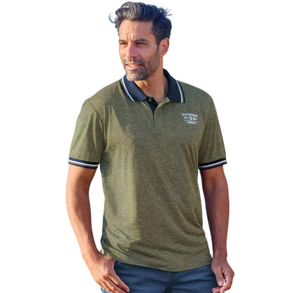 Mottled Blue-Khaki Green - Side - Atlas For Men Mens Mottled Polo Shirt (Pack of 2)