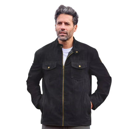 Black - Back - Atlas For Men Mens Faux Suede Jacket