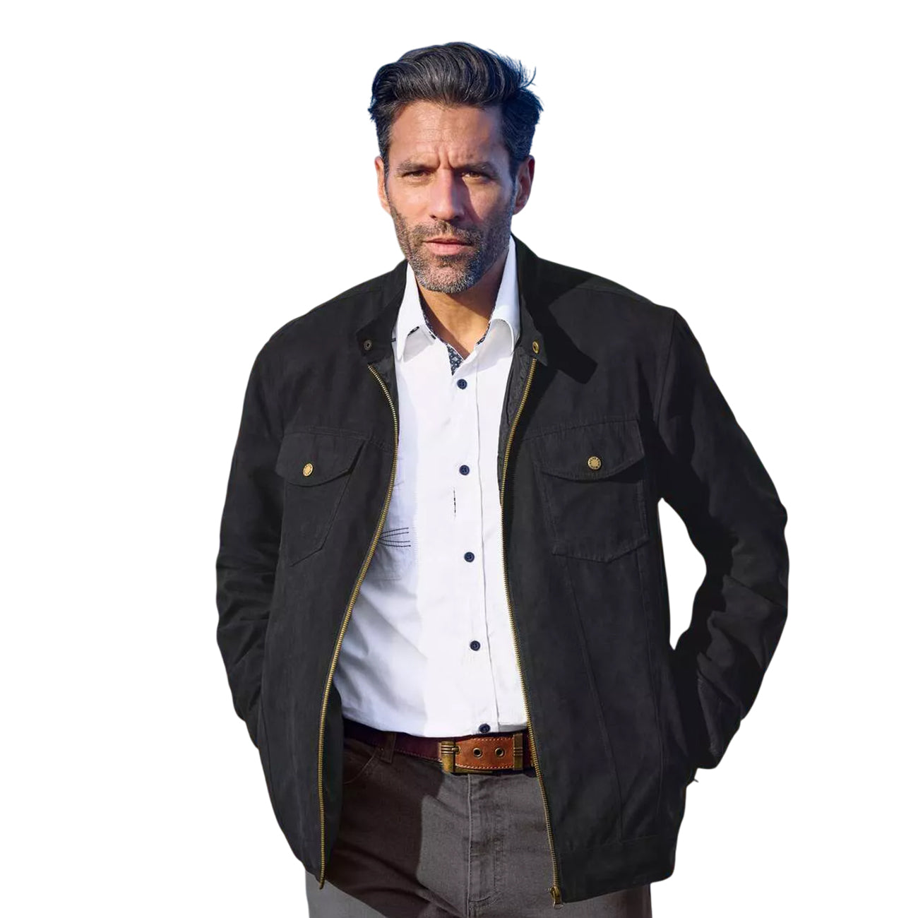 Black - Side - Atlas For Men Mens Faux Suede Jacket