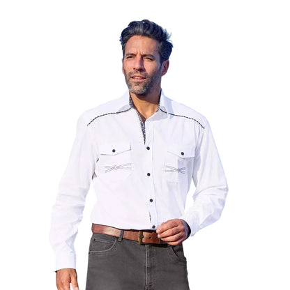 White - Side - Atlas For Men Mens Poplin Long-Sleeved Shirt