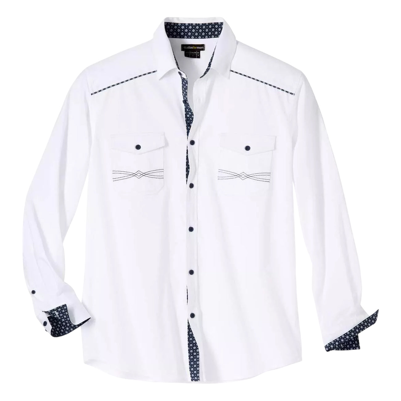 White - Front - Atlas For Men Mens Poplin Long-Sleeved Shirt