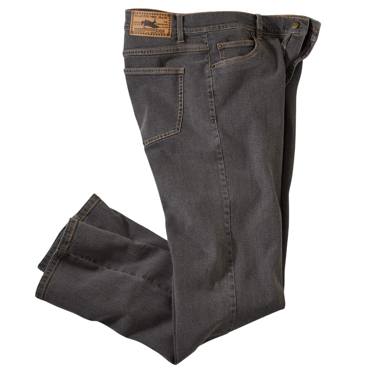 Grey - Front - Atlas For Men Mens Stretch Regular Jeans