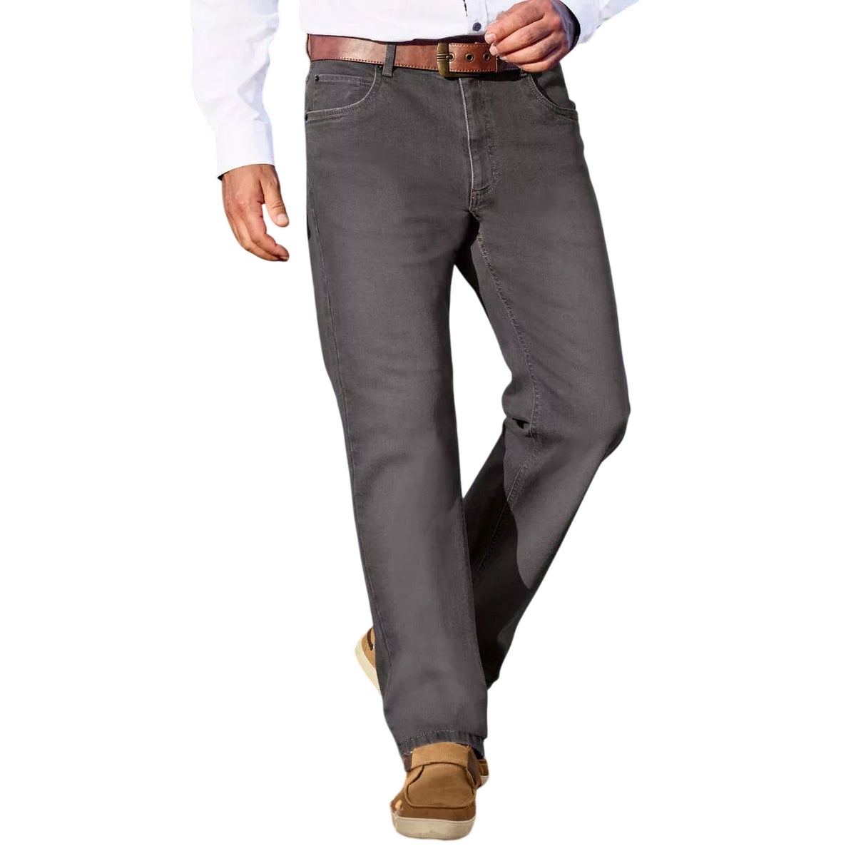 Grey - Back - Atlas For Men Mens Stretch Regular Jeans