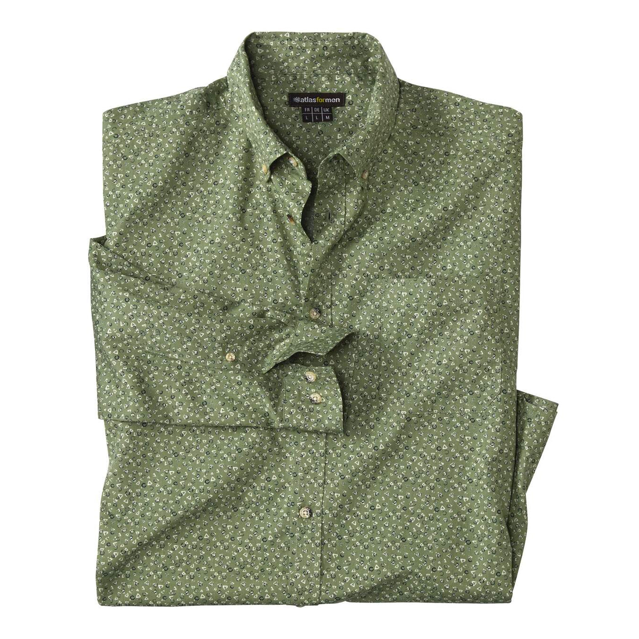 Khaki Green - Front - Atlas For Men Mens Microprint Poplin Shirt