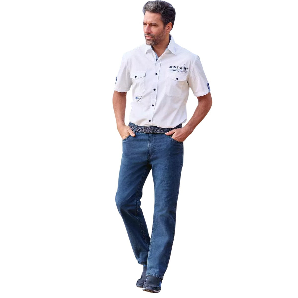 Blue - Side - Atlas For Men Mens Denim Regular Jeans