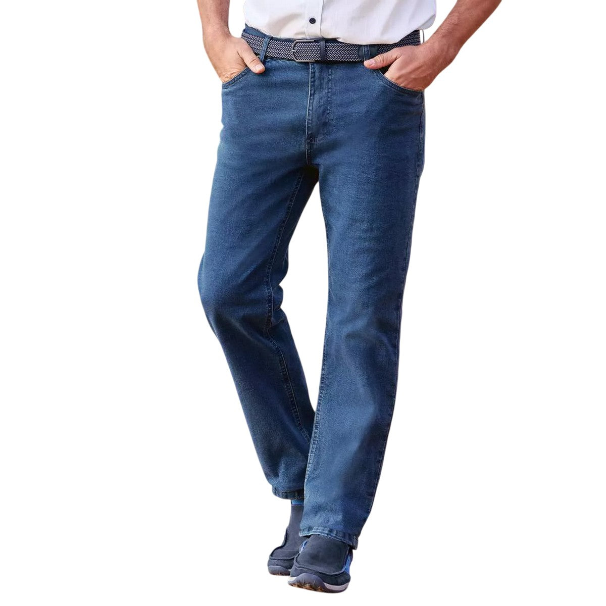 Blue - Back - Atlas For Men Mens Denim Regular Jeans
