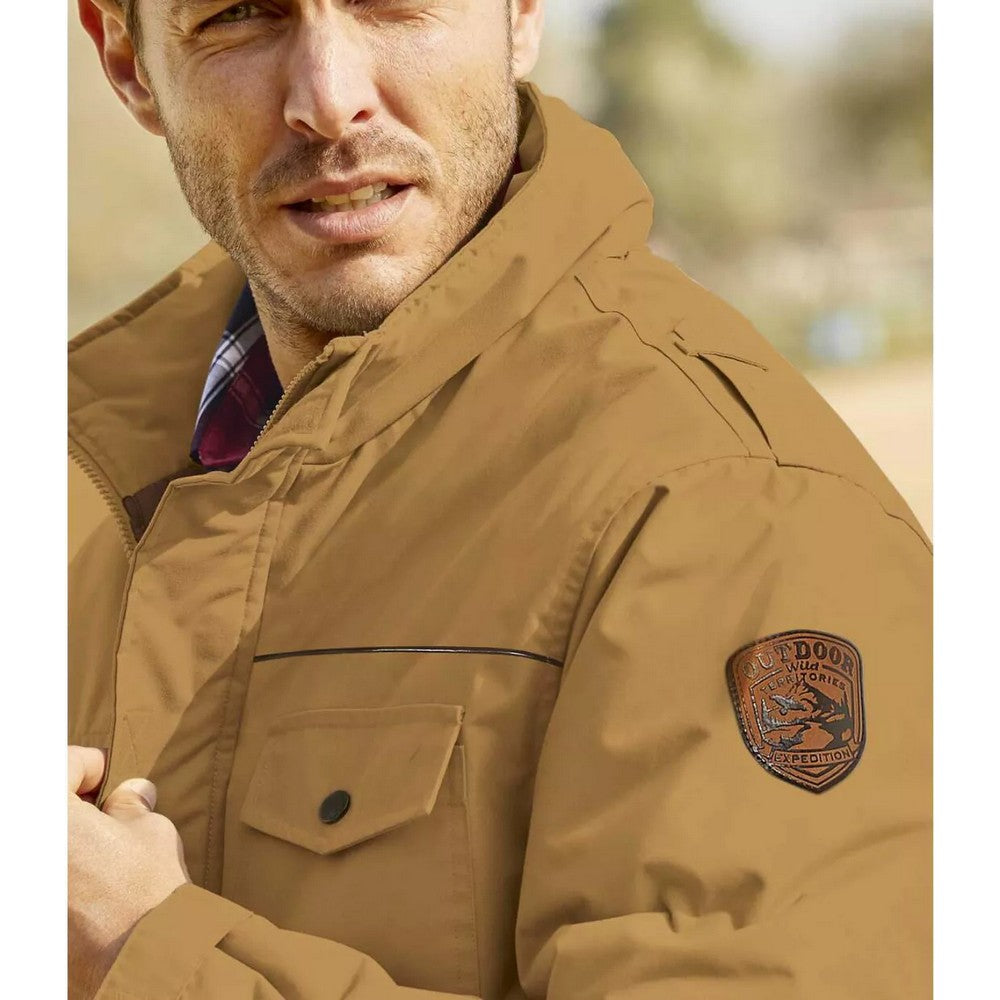 Ochre - Close up - Atlas For Men Mens High Protection Water Repellent Parka