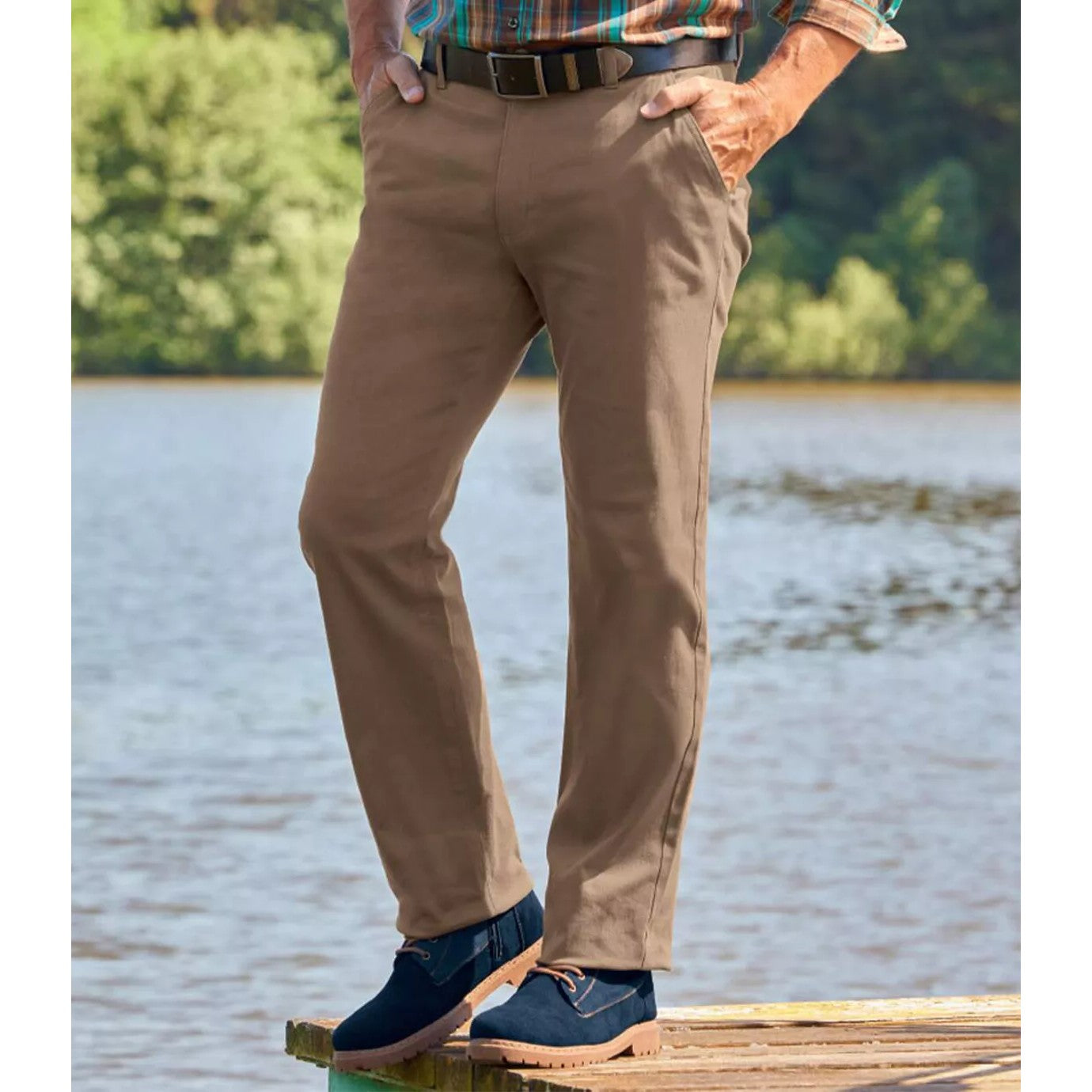 Brown - Back - Atlas For Men Mens Summer Chinos